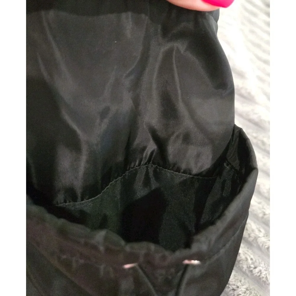 Black Nylon Diaper Tote Bag Large Multi Pocket Travel Shoulder Bag Carryall